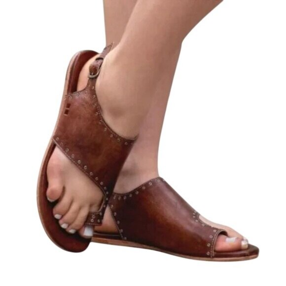 Bed Stu Womens Misha Distressed Leather Sandals Brown Boho Size 9.5 Rustic Buckl - Picture 2 of 13